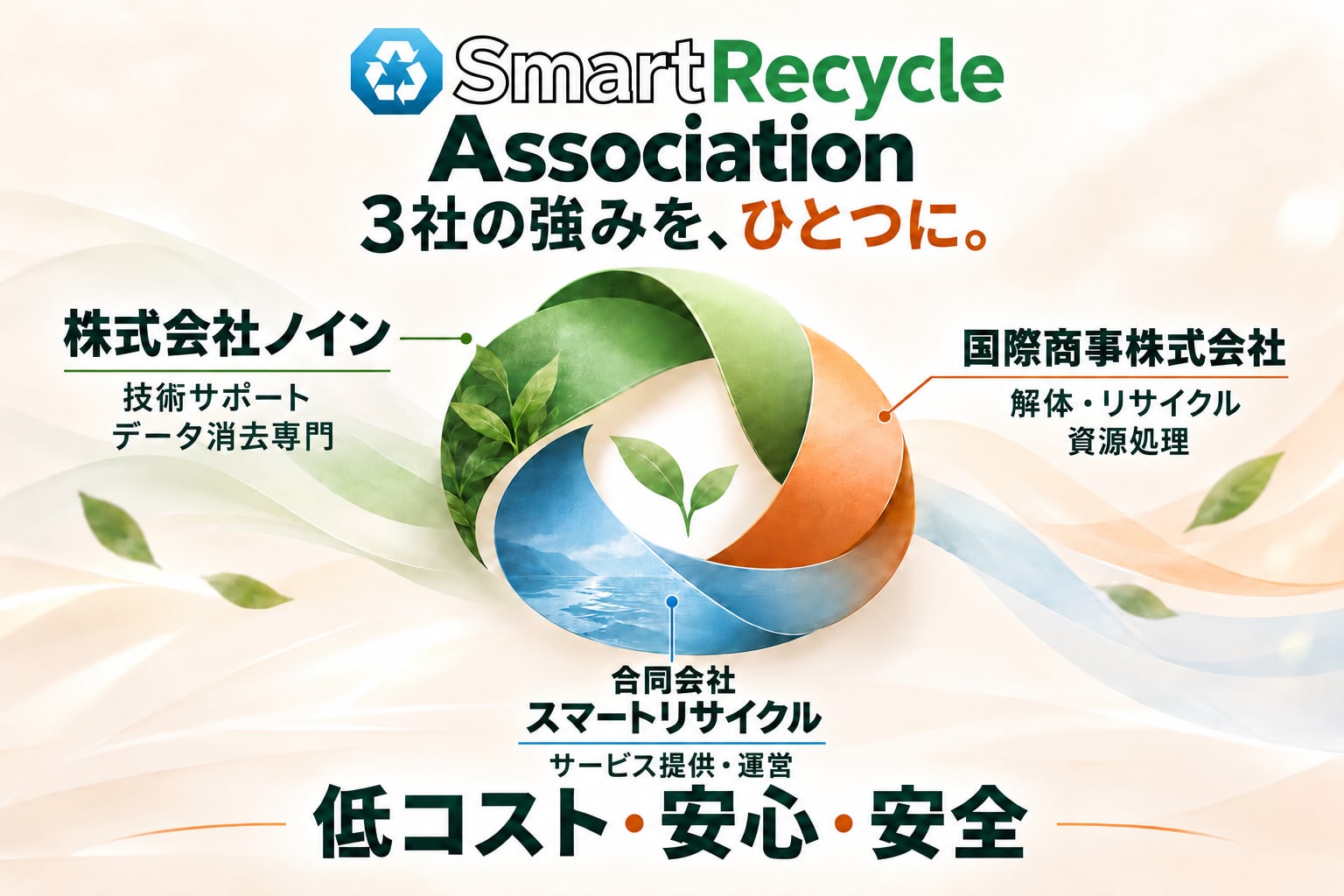 スマートリサイクル・ノイン・国際商事の3社連携イメージ