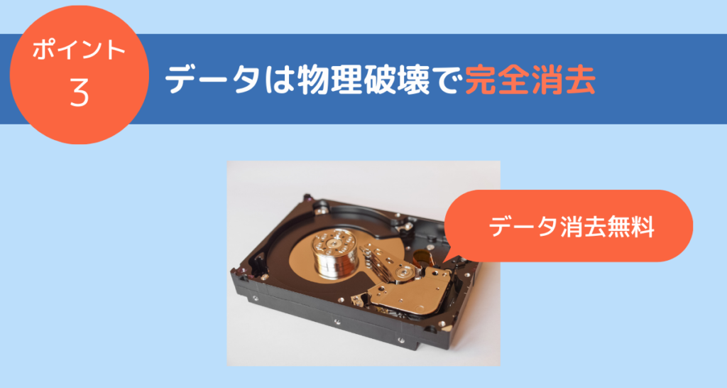 step3パソコンのデータは物理破壊で無料で消去